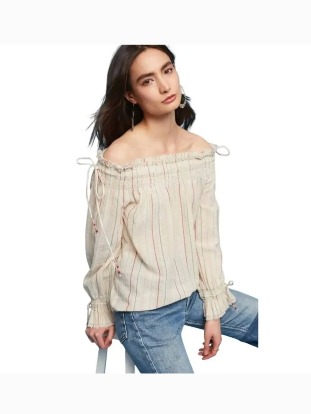 Anthropologie Love Sam Azalea Off-The-Shoulder Blouse Women's Size S Romantic - Picture 10 of 10
